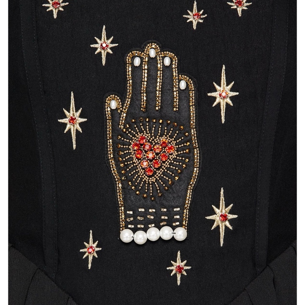 Disturbia Ingrid Embroidered Hand Applique Babydoll Corset Mini Dress Size 14 1X - Picture 6 of 16